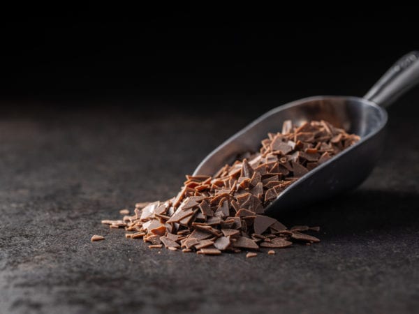 Grated dark chocolate. Chocolate flakes.